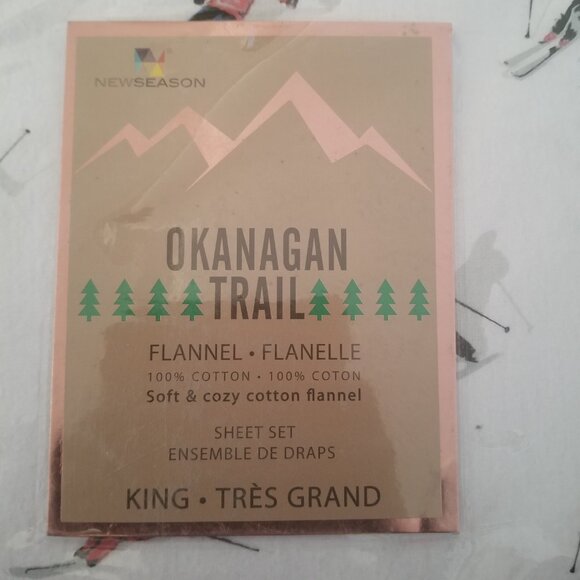 Okanagan Trail Flannel 100% Cotton 4 piece Sheet Set (King) - Snowy Day - Picture 2 of 11